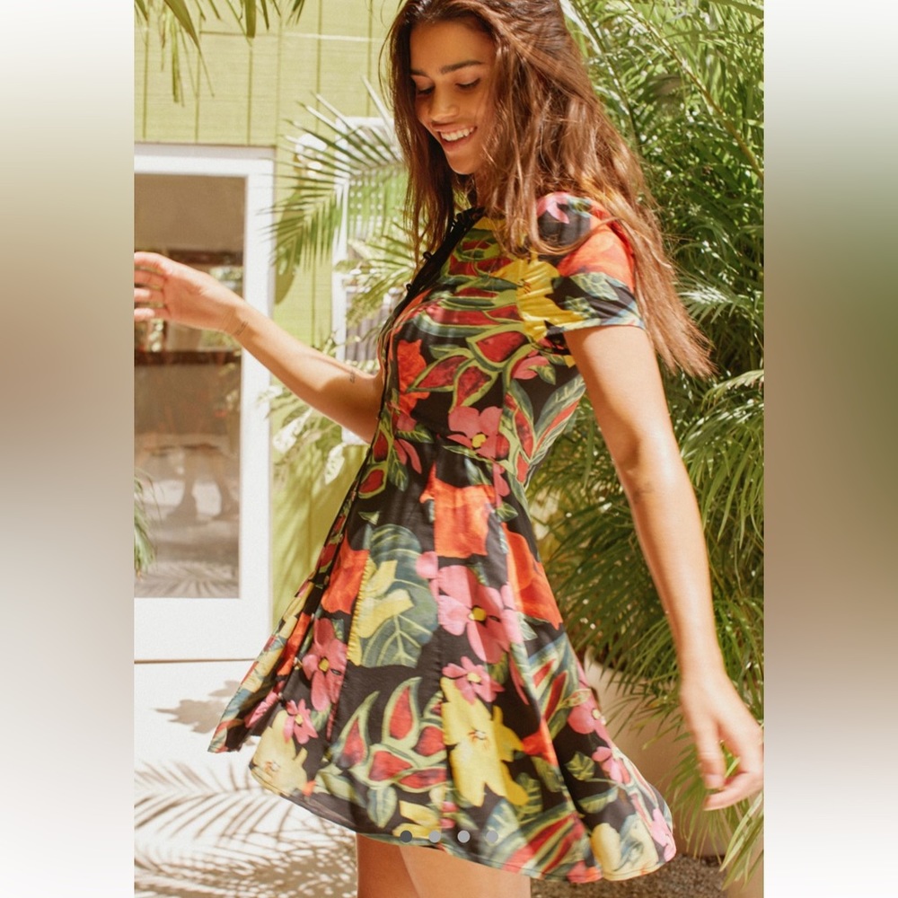 Urban Outfitters Cali Floral Button Down Mini Dress